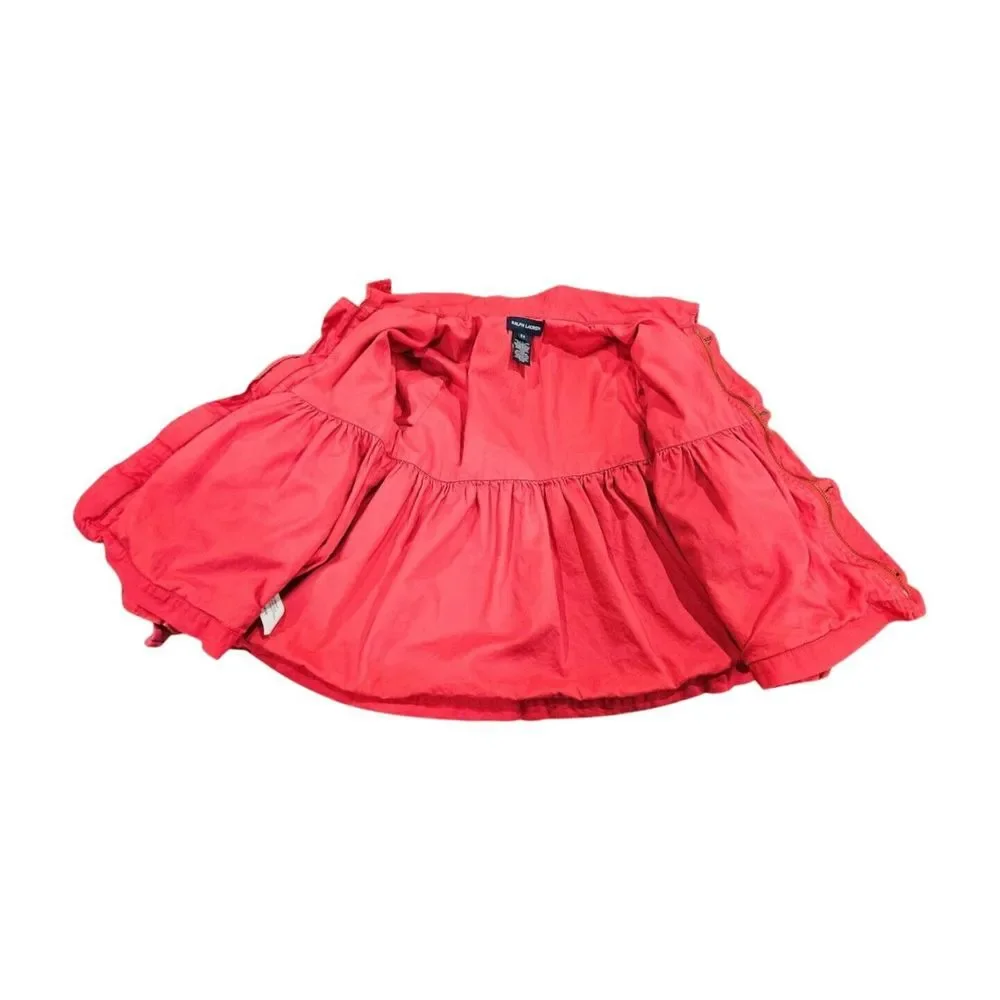 Ralph Lauren Swing‎ Trench Coat Pink/Red Button Zip Girls 6X